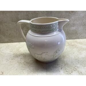 Vintage Wedgwood Pitcher With Embossed Fox Hunting Scene